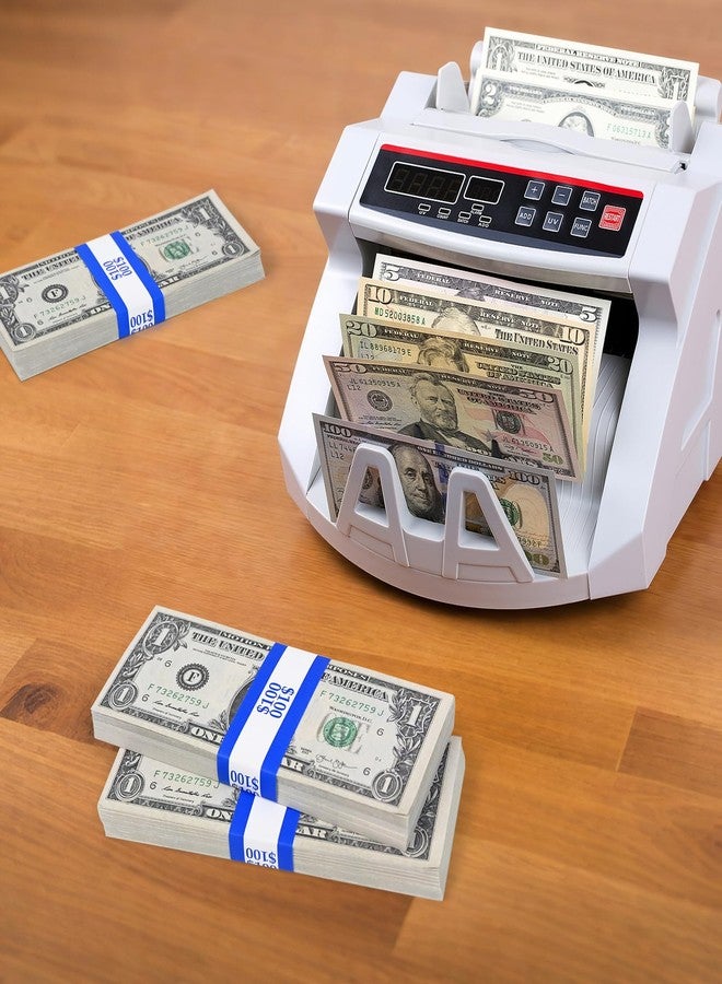 ESSENTIAL 100Pcs Currency Straps - Bill Wrappers, Money Bands to Organize Bills, ABA Standard Colors, Self-Adhesive, 7.5 x 1.15 Inches ($100 / Blue) - Image 5