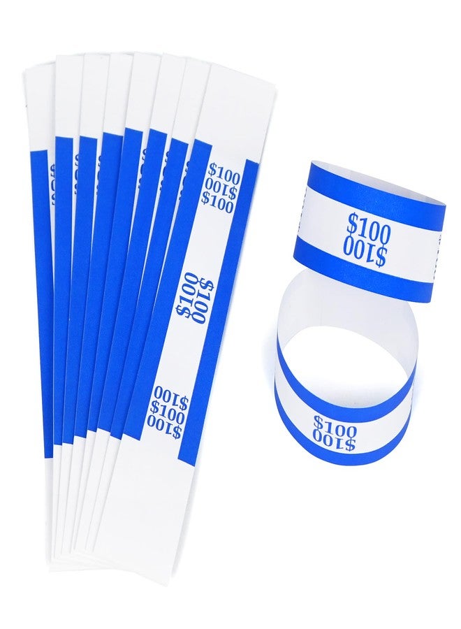ESSENTIAL 100Pcs Currency Straps - Bill Wrappers, Money Bands to Organize Bills, ABA Standard Colors, Self-Adhesive, 7.5 x 1.15 Inches ($100 / Blue) - Image 4