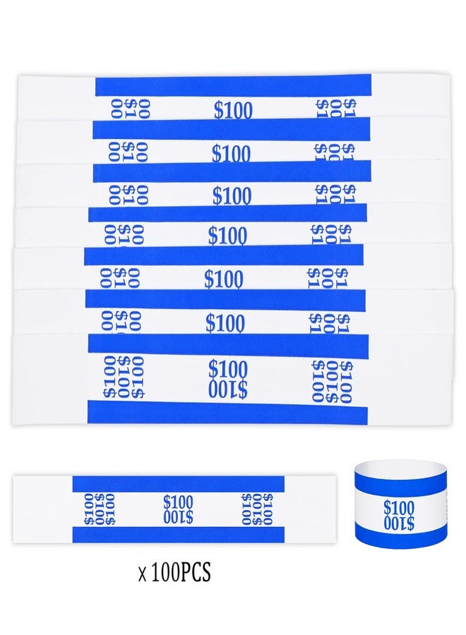 ESSENTIAL 100Pcs Currency Straps - Bill Wrappers, Money Bands to Organize Bills, ABA Standard Colors, Self-Adhesive, 7.5 x 1.15 Inches ($100 / Blue) - Image 3