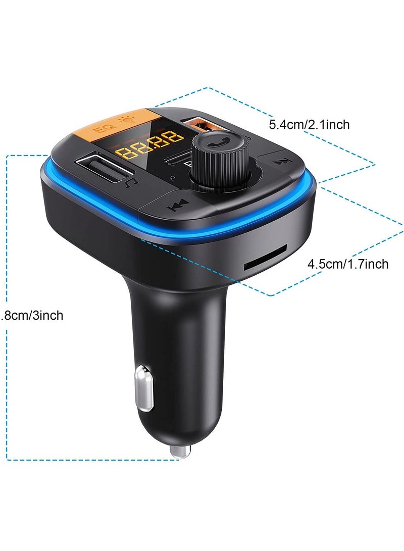 Handsfree Call Car Charger,Wireless Bluetooth FM Transmitter Radio Receiver,Mp3 Audio Music Stereo Adapter,Dual USB Port Charger Compatible for All Smartphones - Image 2