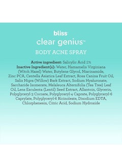 BLISS Clear Genius Body Acne Spray - 3.5 Fl Oz - Maximum Strength 2% Salicylic Acid & Niacinamide - Targets Body Acne & Prevents Future Breakouts - Post Workout - Clean - Vegan & Cruelty-Free  - Image 5