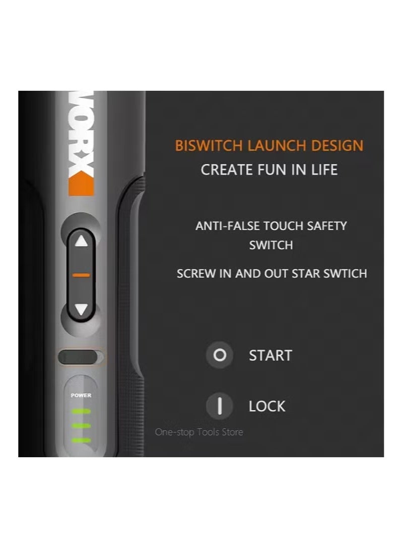 ووركس مجموعة مفكات براغي كهربائية Worx 4V WX242، مفكات براغي كهربائية لاسلكية ذكية SDS Chuck قابلة لإعادة الشحن عبر USB، مجموعة من 30 بت - Image 5