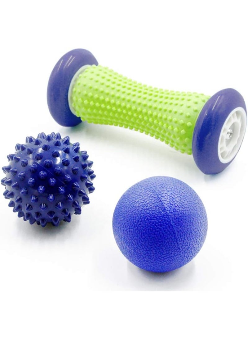 3pcs Foot Roller Massage Ball for Relief Plantar Fasciitis and Reflexology Massager for Deep Tissue Acupresssure Recovery, 1 roller and 2 Spiky Balls - Image 1