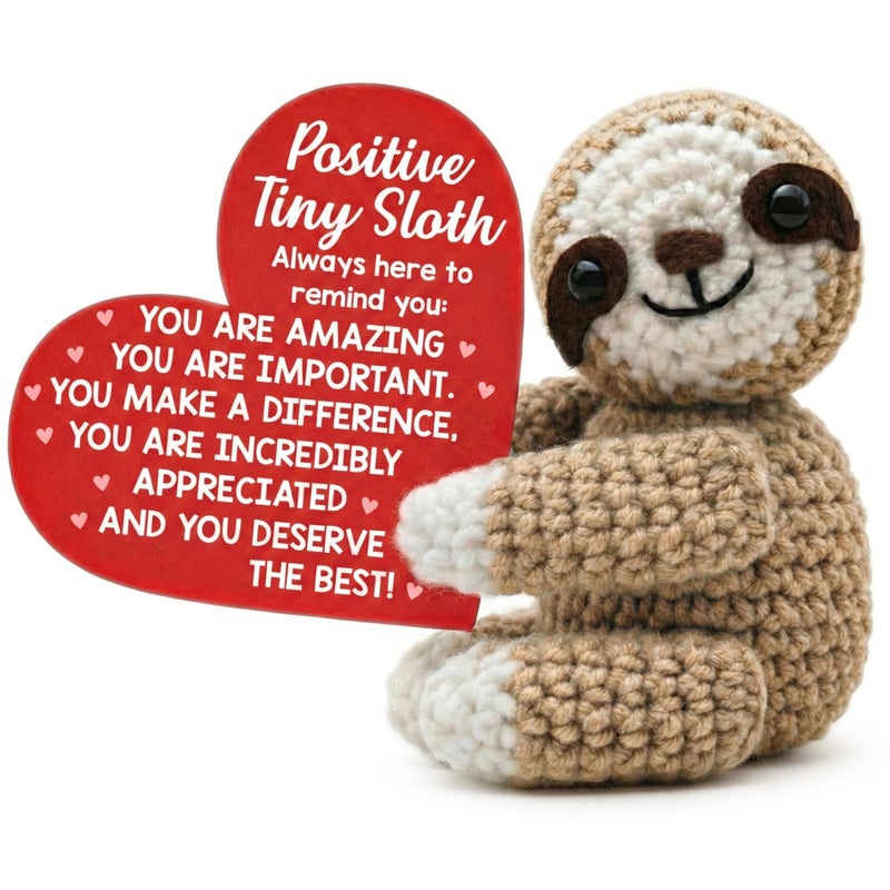 TEEBIM Valentines Day Gifts for Her Him - Birthday Easter Gifts for Teen Girls, Boys, Daughter, Mom, Sister, Friends - Easter Basket Stuffers - Positive Crochet Animals Sloth - Image 1