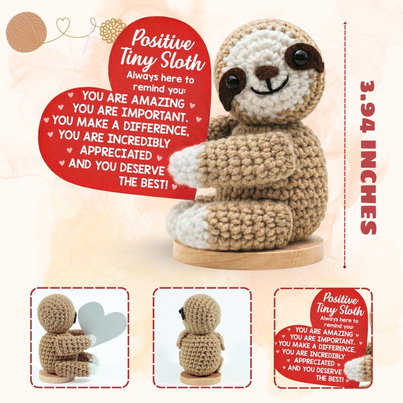 TEEBIM Valentines Day Gifts for Her Him - Birthday Easter Gifts for Teen Girls, Boys, Daughter, Mom, Sister, Friends - Easter Basket Stuffers - Positive Crochet Animals Sloth - Image 2