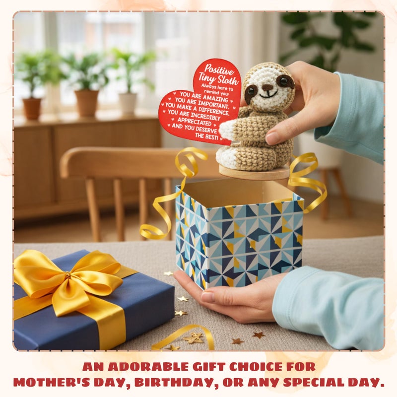 TEEBIM Valentines Day Gifts for Her Him - Birthday Easter Gifts for Teen Girls, Boys, Daughter, Mom, Sister, Friends - Easter Basket Stuffers - Positive Crochet Animals Sloth - Image 5