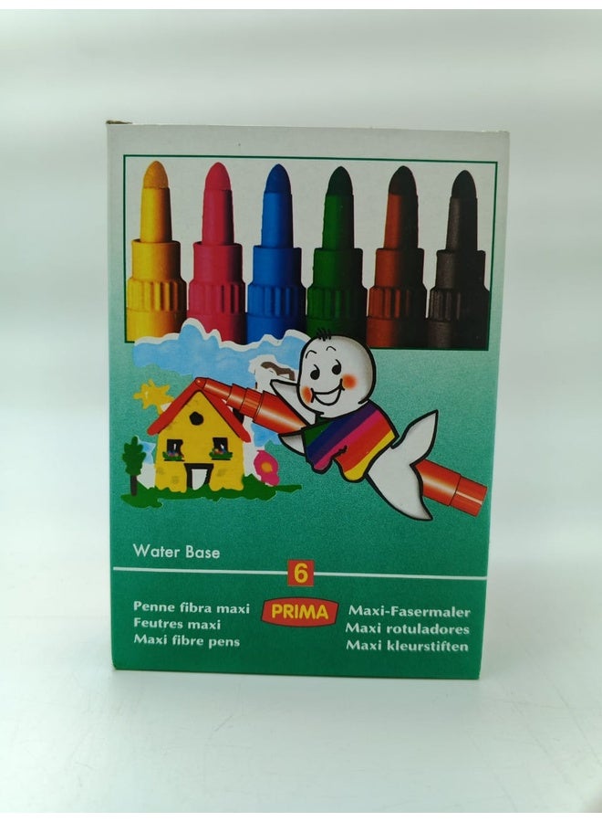 بريما أقلام بريما ماكسي فايبر - ٦ ألوان زاهية للأطفال!