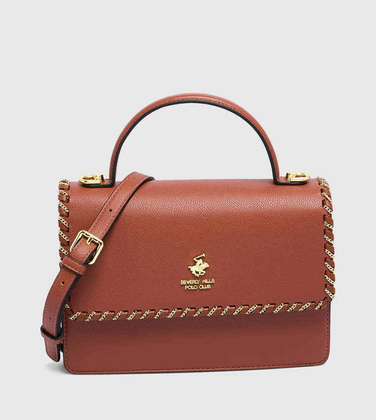 BEVERLY HILLS POLO CLUB Logo Detail Flap Top Handle Bag