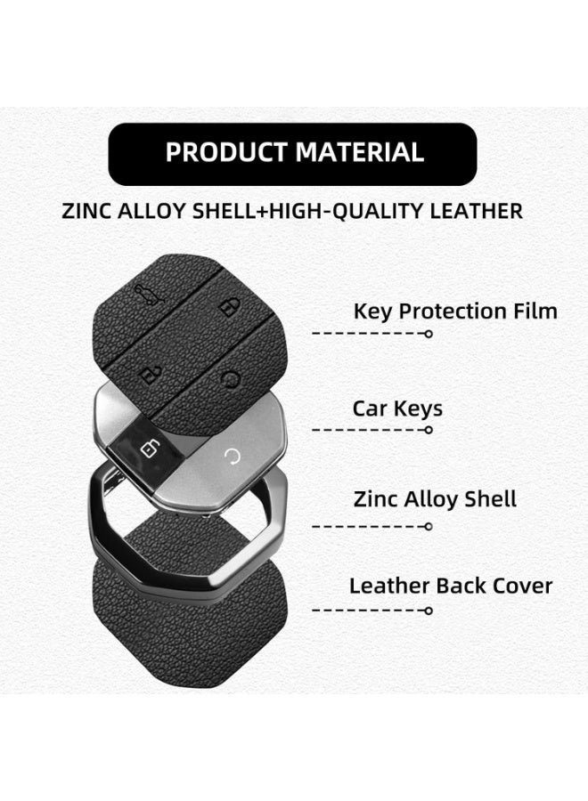 YelaJoy Zinc Alloy Car Key Cover for Jetour Traveller T1 T2 2025+ 2026 Freedom Remote Key Fob Case Shell with Keychain, Anti-Scratch Protective Holder Car Accessories (Black) - Image 2