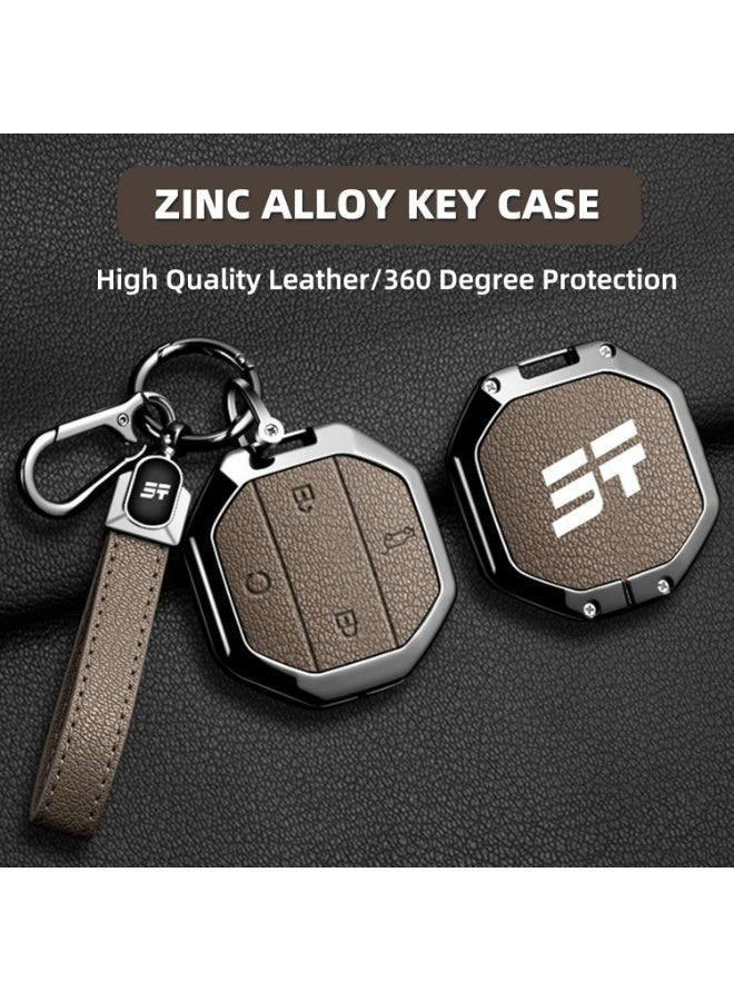 YelaJoy Zinc Alloy Car Key Cover for Jetour Traveller T1 T2 2025+ 2026 Freedom Remote Key Fob Case Shell with Keychain, Anti-Scratch Protective Holder Car Accessories (Black) - Image 5