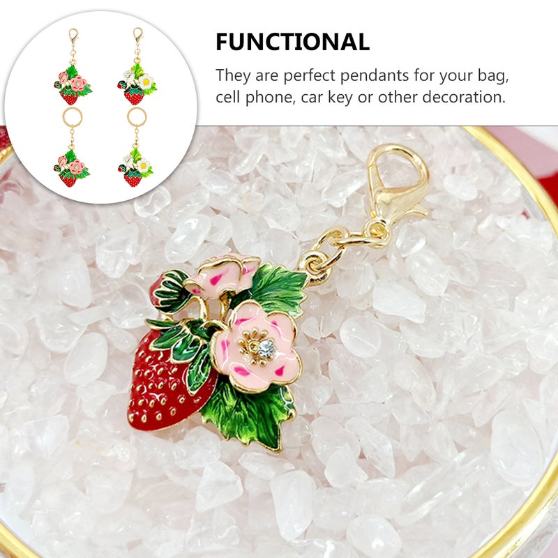 4Pcs Adorable Strawberry Keychains Chic Car Bag Pendants Metal Key - Image 4