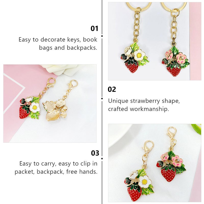 4Pcs Adorable Strawberry Keychains Chic Car Bag Pendants Metal Key - Image 5