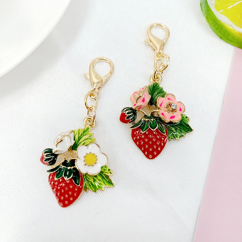 4Pcs Adorable Strawberry Keychains Chic Car Bag Pendants Metal Key - Image 3
