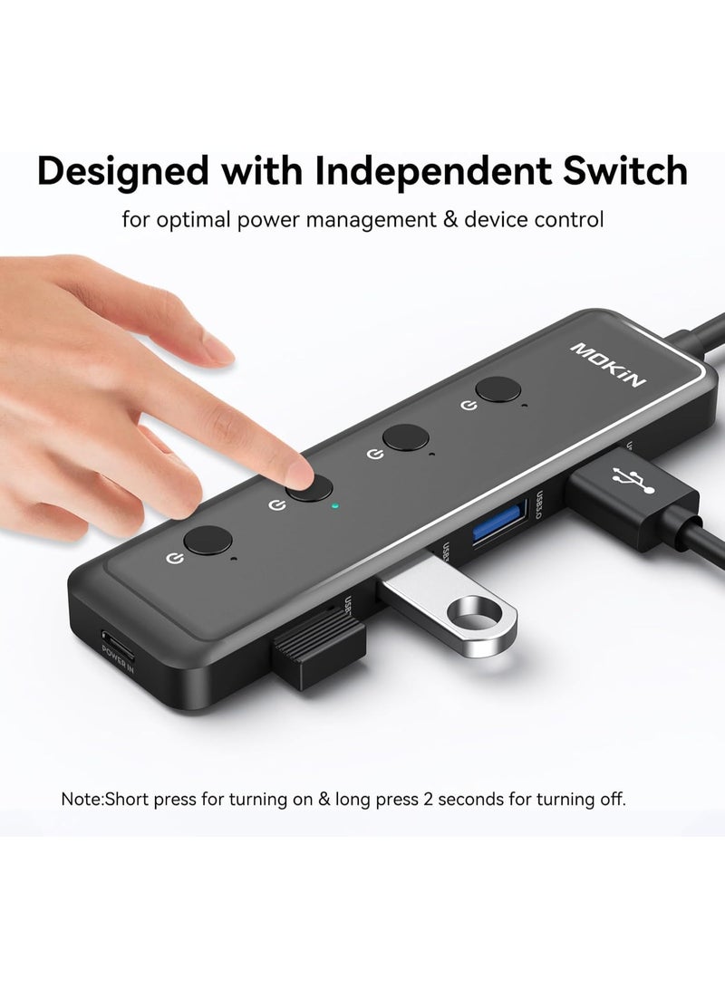 Mokin USB 3.0 Hub 5-Port Ultra Slim USB Extender – 4x USB-A 3.0 Ports + USB-C Power Port, 5Gbps High-Speed Multiport Adapter, Driver-Free Plug & Play for Laptop, Chromebook, Dell, Acer & More (2FT Cable) - 2 Years Warranty - Image 3