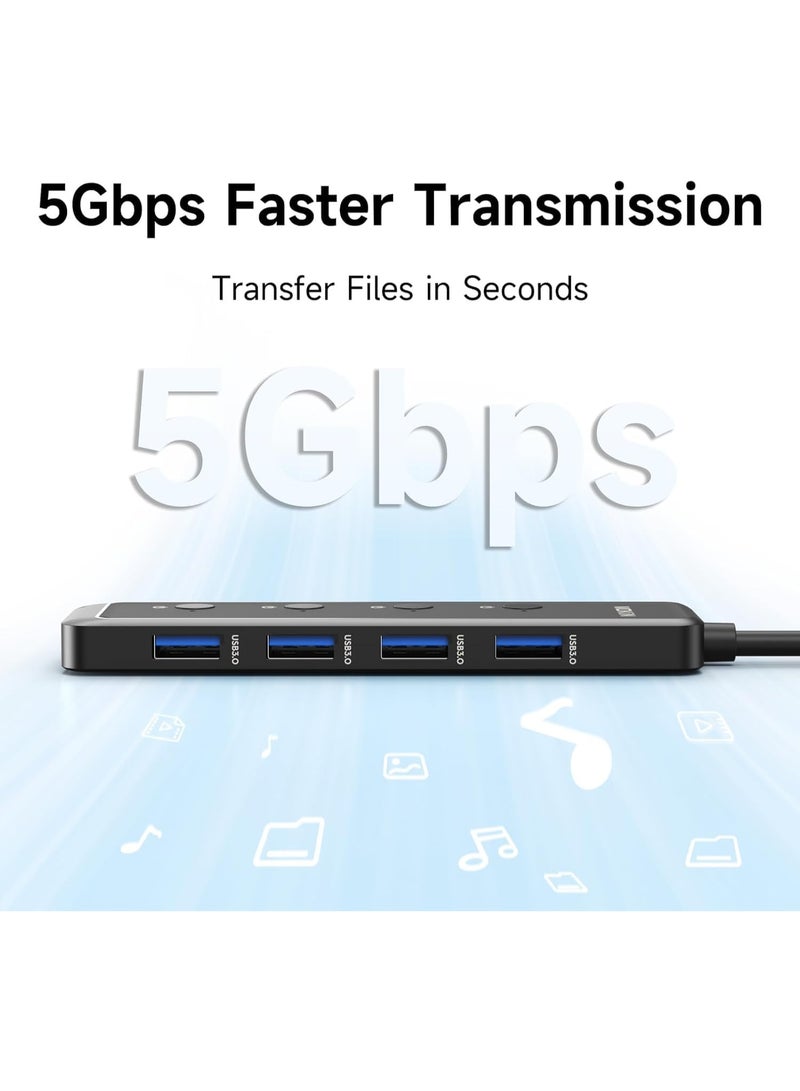 Mokin USB 3.0 Hub 5-Port Ultra Slim USB Extender – 4x USB-A 3.0 Ports + USB-C Power Port, 5Gbps High-Speed Multiport Adapter, Driver-Free Plug & Play for Laptop, Chromebook, Dell, Acer & More (2FT Cable) - 2 Years Warranty - Image 2