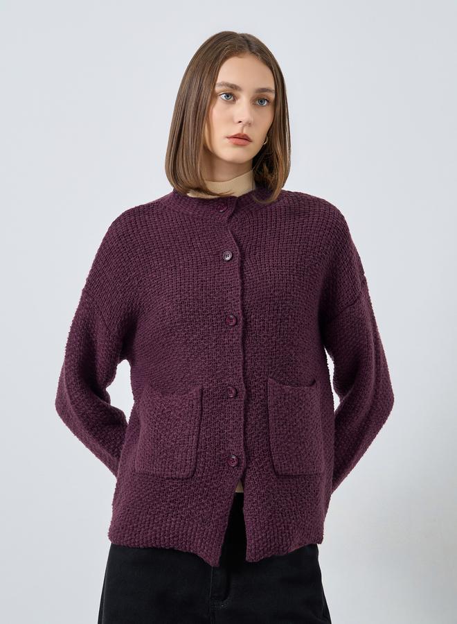 ستايلي كارديجان محبوك سميك بقصة عادية - Image 3