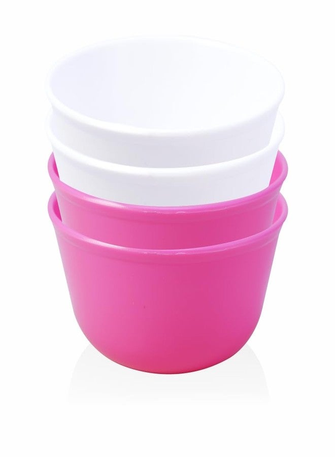 MORVI Sigma Prime 500 Microwawe Safe Multipurpose Plastic Bowl Set of 4 Pc Bowl 450 ml,White Pink Color - Image 1