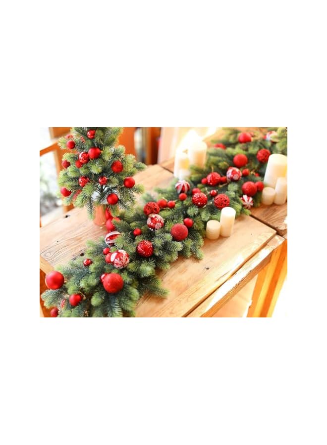 The Bros زينة كرات شجرة عيد الميلاد متعددة القوام - عبوة من 24 قطعة - كرات حمراء بقطر 5 سم - مجموعة زينة غير قابلة للكسر، خفيفة الوزن، ومتينة - تضيف لمسة من الأناقة للمواسم القادمة - Image 2