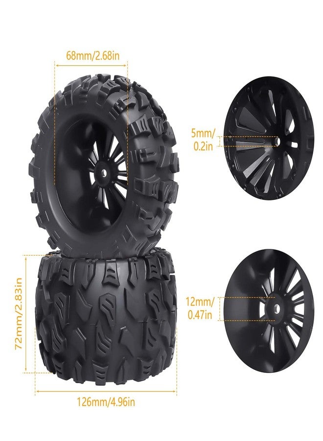 Hobbyfire Preglued RC 1/10 Monster Truck Tires and 12mm Hex Wheels for Traxxas Stampede Hoss Rustler 4x4 VXL 2WD Redcat Volcano EPX S30 HSP 94111 - Image 2