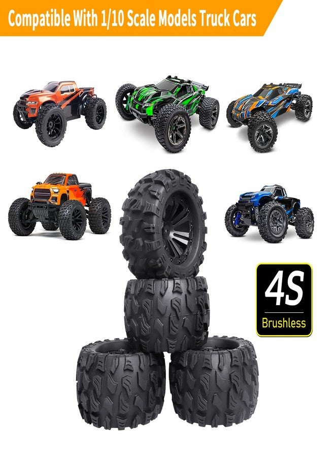 Hobbyfire Preglued RC 1/10 Monster Truck Tires and 12mm Hex Wheels for Traxxas Stampede Hoss Rustler 4x4 VXL 2WD Redcat Volcano EPX S30 HSP 94111 - Image 4