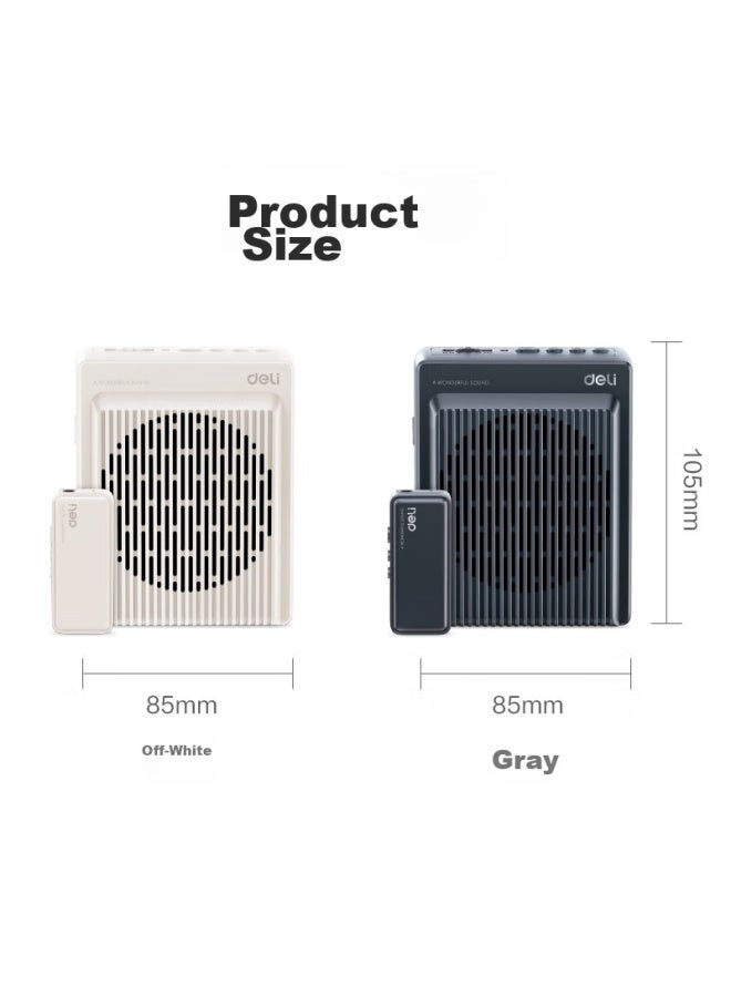 Deli مضخم صوت لاسلكي للمعلمين، مكبر صوت محمول 13 واط مع ميكروفون مثبت على الخصر، بلوتوث، فتحة بطاقة ذاكرة، ووظيفة تسجيل، بيج - Image 4