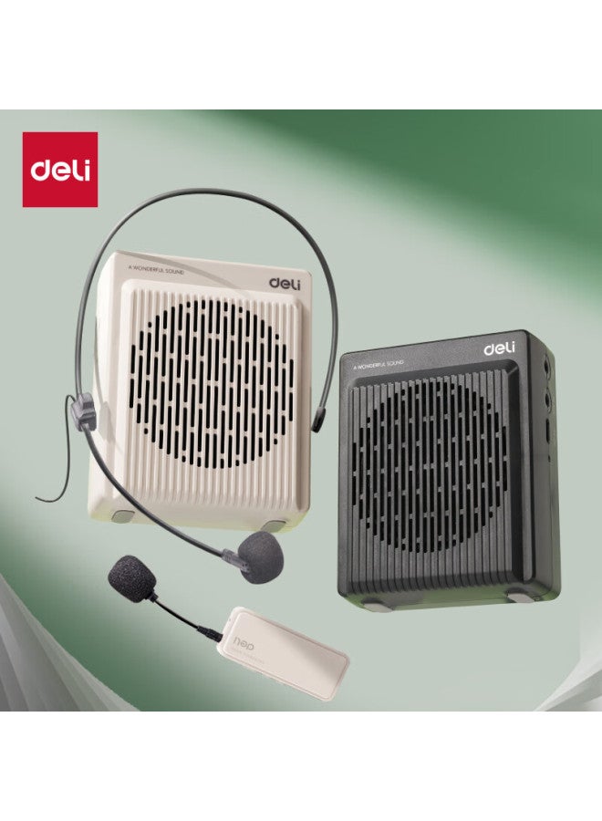 Deli مضخم صوت لاسلكي للمعلمين، مكبر صوت محمول 13 واط مع ميكروفون مثبت على الخصر، بلوتوث، فتحة بطاقة ذاكرة، ووظيفة تسجيل، بيج - Image 5