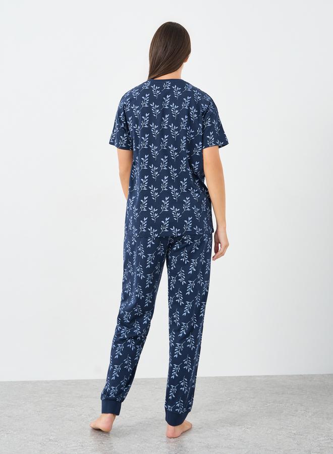Styli Cotton Floral Dropped Shoulder T-Shirt and Pyjama Set - Image 5