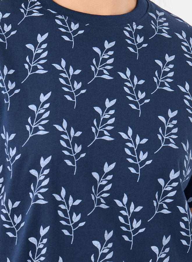 Styli Cotton Floral Dropped Shoulder T-Shirt and Pyjama Set - Image 4