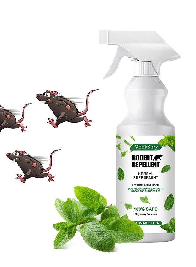 MOONSPRY Rodent Repellent,Outdoor Garden Mint Scented Rat Repellent Spray, Use to Prevent, Catch and Repel Rats 150ml - Image 1
