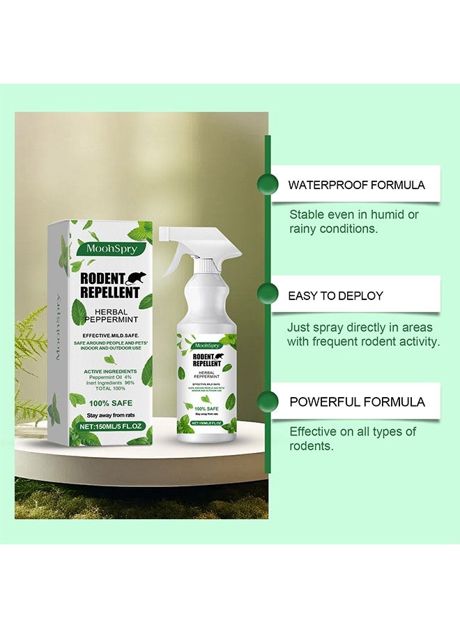 MOONSPRY Rodent Repellent,Outdoor Garden Mint Scented Rat Repellent Spray, Use to Prevent, Catch and Repel Rats 150ml - Image 2