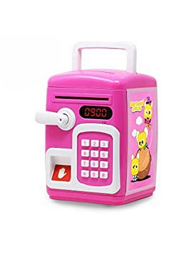 Kiti Kits KITI KITS Fingerprint Sensing Money Safe Bank with Double Protected Password & Fingerprint Sensor Toy (Pink)  - Image 1