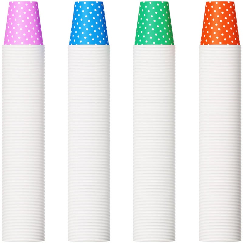 JOLLY PARTY 500 Pack 5oz Paper Cups, Multicolor Paper Disposable Cups, Small Mouthwash Cups, Cold Beverage Drinking Cup for Party, Travel and Event (Dots) - Image 1