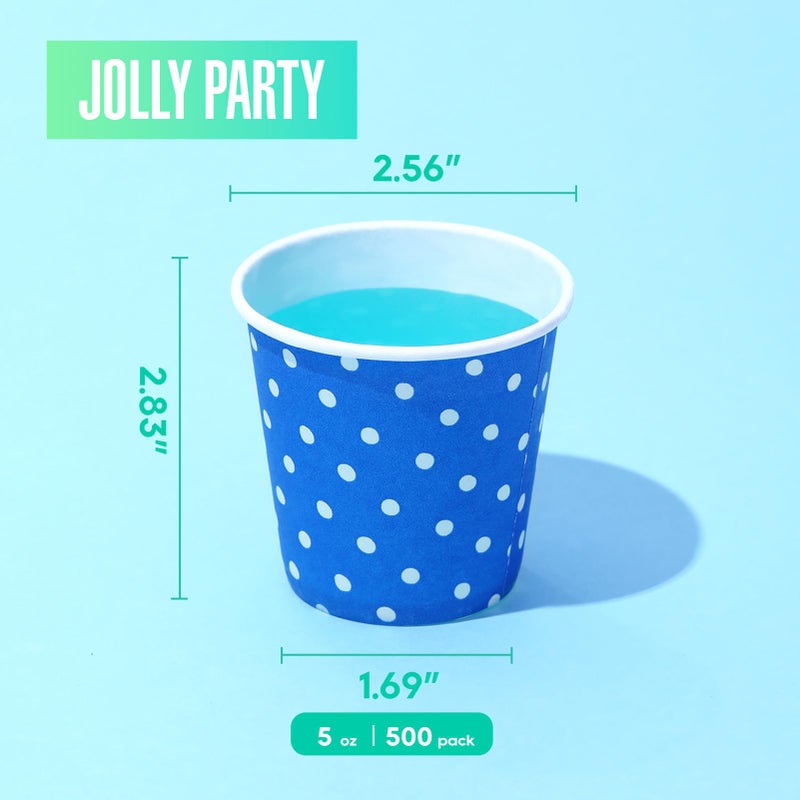 JOLLY PARTY 500 Pack 5oz Paper Cups, Multicolor Paper Disposable Cups, Small Mouthwash Cups, Cold Beverage Drinking Cup for Party, Travel and Event (Dots) - Image 2