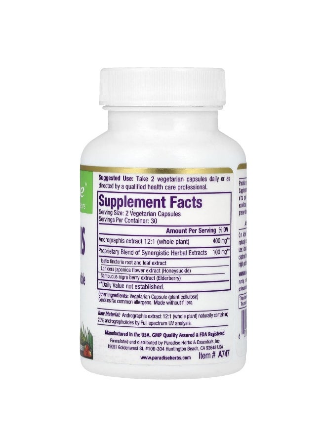 Paradise Herbs Paradise Herbs, Andrographis, 60 Vegetarian Capsules  - Image 2