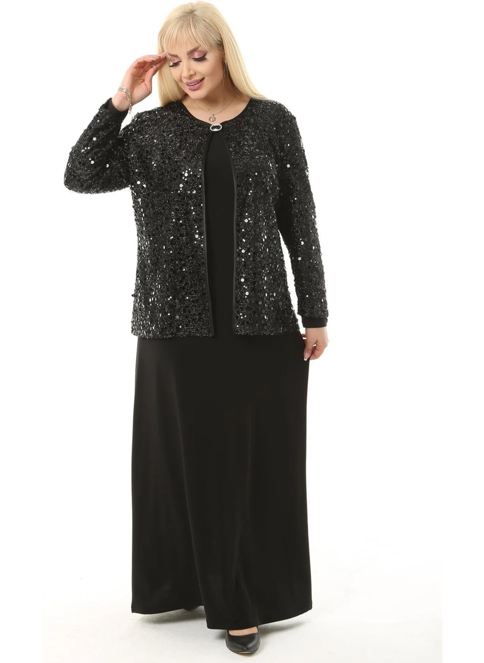Arıkan Plus Size 3722 Jacket+Dress Set