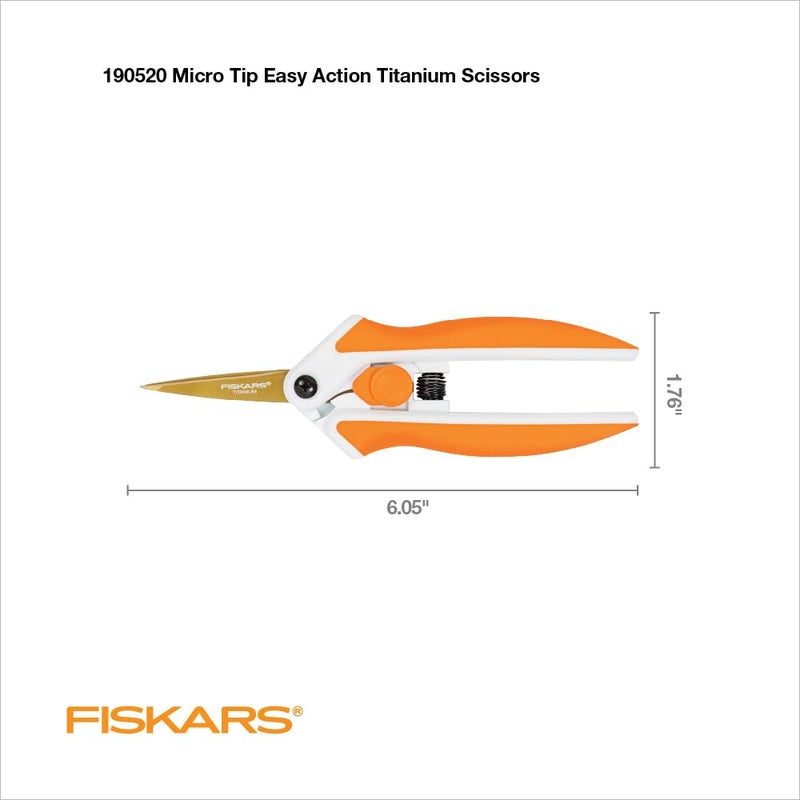 Fiskars Premier No. 5 Micro-Tip Easy Action Titanium Scissors - Stainless Steel Fabric and Mixed Media Scissors - Arts and Crafts - Orange - Image 2