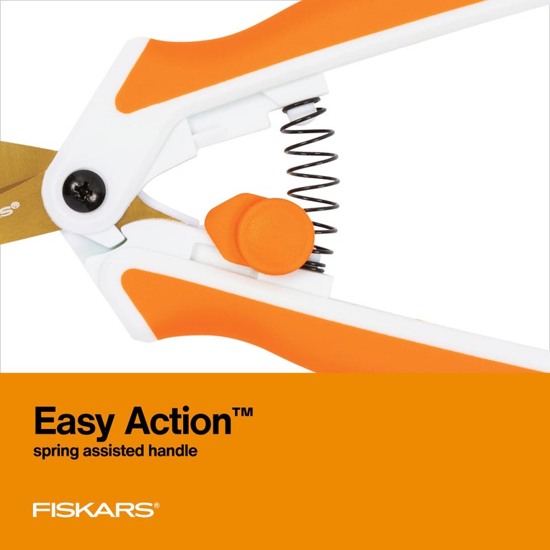 Fiskars Premier No. 5 Micro-Tip Easy Action Titanium Scissors - Stainless Steel Fabric and Mixed Media Scissors - Arts and Crafts - Orange - Image 4