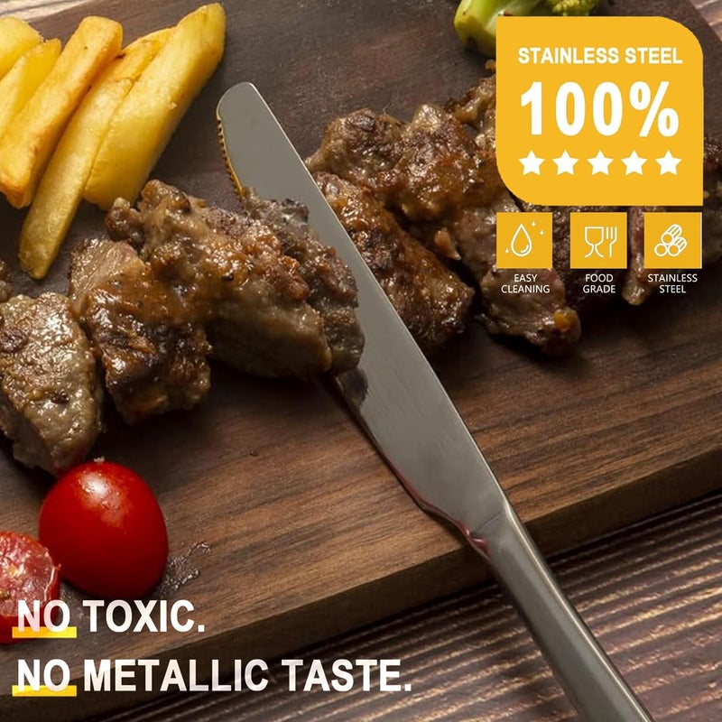 ATB Dinner Knives Set, Stainless Steel Table Knife, Butter Spreder, 2/4/6 Pieces Mirror Polished Dinner Knife, Sturdy and Dishwasher Safe, Silverware Cutlery (2 Pcs) - Image 5