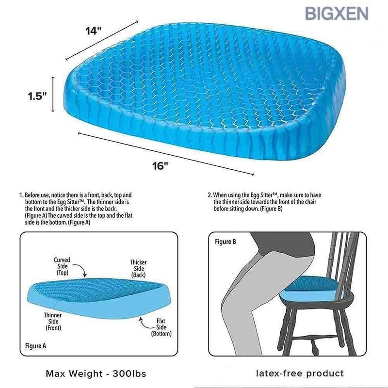 NIL JO Egg Gel Seat Cushion Sitter Soft Breathable Honeycomb Cushion Memory Seat Pillow Flex Pillow Back Support Sit On an Egg Essential Accessory for Relieve Sedentary Fatigue Sciatica - Image 2