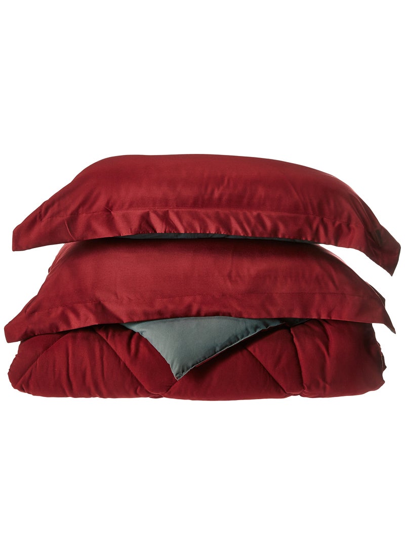 Elegant Comfort Elegant Comfort All Season Goose Down Alternative Reversible 3-Piece Comforter Set- Available in and Colors  Full/Queen  Red/Gray  - Image 1