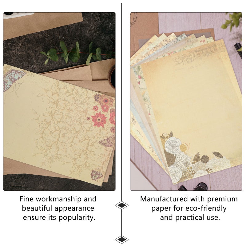 Classic Aged Stationery Paper Vintage For DIY Customization Any Occasion Correspondence 26x18x0.1cm 80Pcs - Image 3
