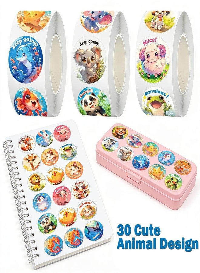 Liyujuping 1500pcs Round Reward Stickers for Kids, 3 Roll Cartoon Animals Stickers for Kids, Fun Sticker Reward for Potty Training & Encouragement & Good Habits, Teacher Supplies for Classroom - Image 2