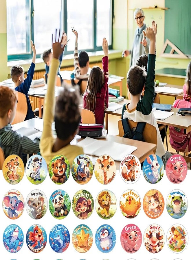 Liyujuping 1500pcs Round Reward Stickers for Kids, 3 Roll Cartoon Animals Stickers for Kids, Fun Sticker Reward for Potty Training & Encouragement & Good Habits, Teacher Supplies for Classroom - Image 4
