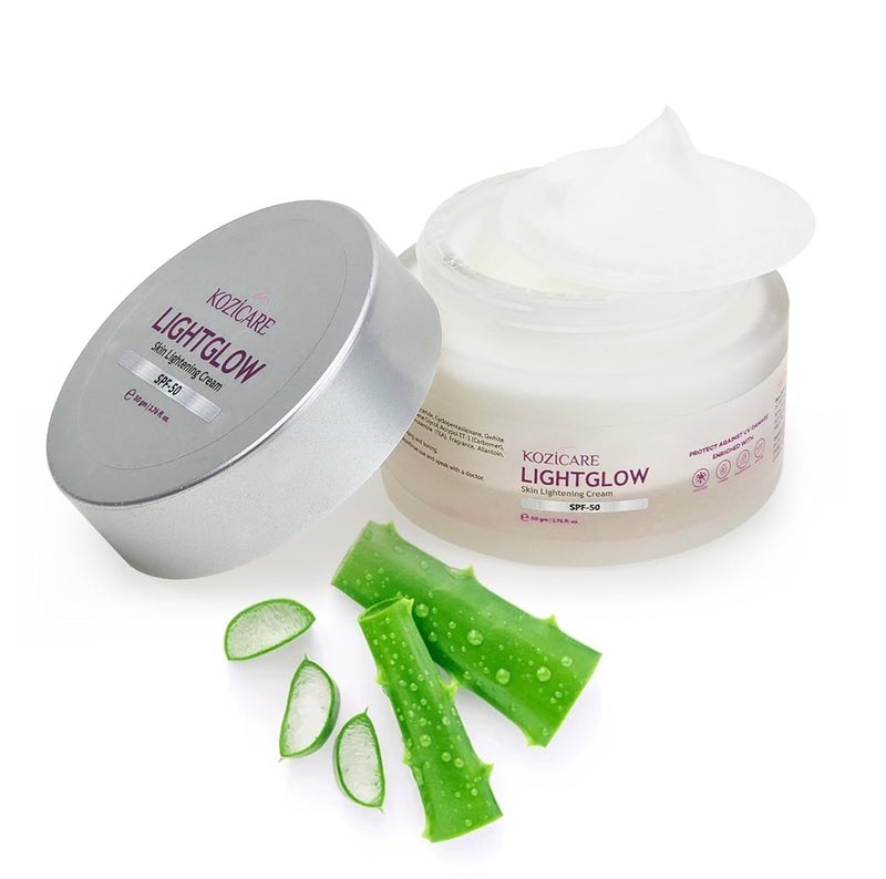 Kozicare Kojic Acid Cream with Hyaluronic Acid Vitamin E Lightweight Moisturizer with SPF 50 Nourishing for All Skin Types Achieve Radiant Flawless Skin Perfect for Women Men 50 gm - Image 1