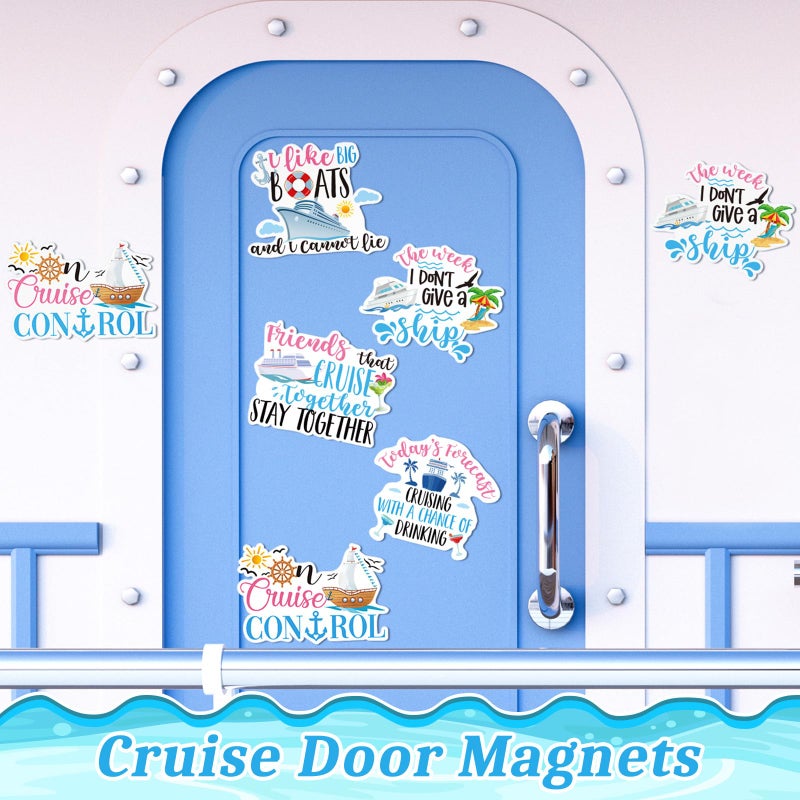 Geiserailie 5 Pcs Cruise Door Magnetic Decorations Large Cruise Door Magnets Yacht Wall Magnets Decor Funny Magnetic Sticker Decorations, 7.6 x 6.2 Inch(Fresh Style) - Image 2