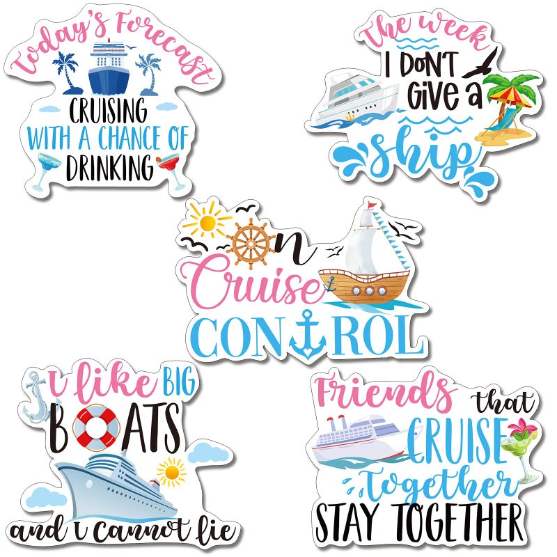Geiserailie 5 Pcs Cruise Door Magnetic Decorations Large Cruise Door Magnets Yacht Wall Magnets Decor Funny Magnetic Sticker Decorations, 7.6 x 6.2 Inch(Fresh Style) - Image 1