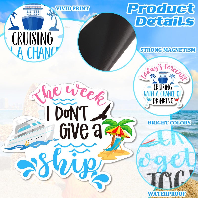 Geiserailie 5 Pcs Cruise Door Magnetic Decorations Large Cruise Door Magnets Yacht Wall Magnets Decor Funny Magnetic Sticker Decorations, 7.6 x 6.2 Inch(Fresh Style) - Image 4