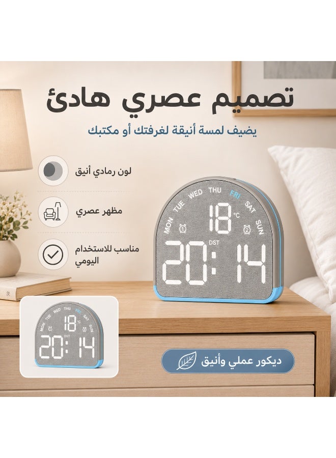 Wooden LED Digital Alarm Clock – Time, Temperature & Day Display with Dual Alarm and Colorful Backlight - Image 4