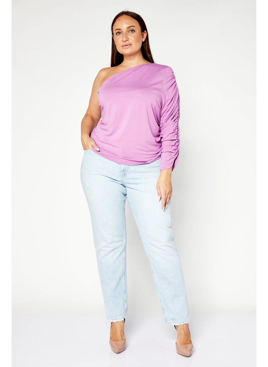 Women Curve Asymmetrical Neck One-Shoulder Top, Violet - pzsku/ZFE7C1BF507764290D24BZ/45/_/1724351064/eaba457d-d8a1-4f42-bd75-f5f43b4e525c