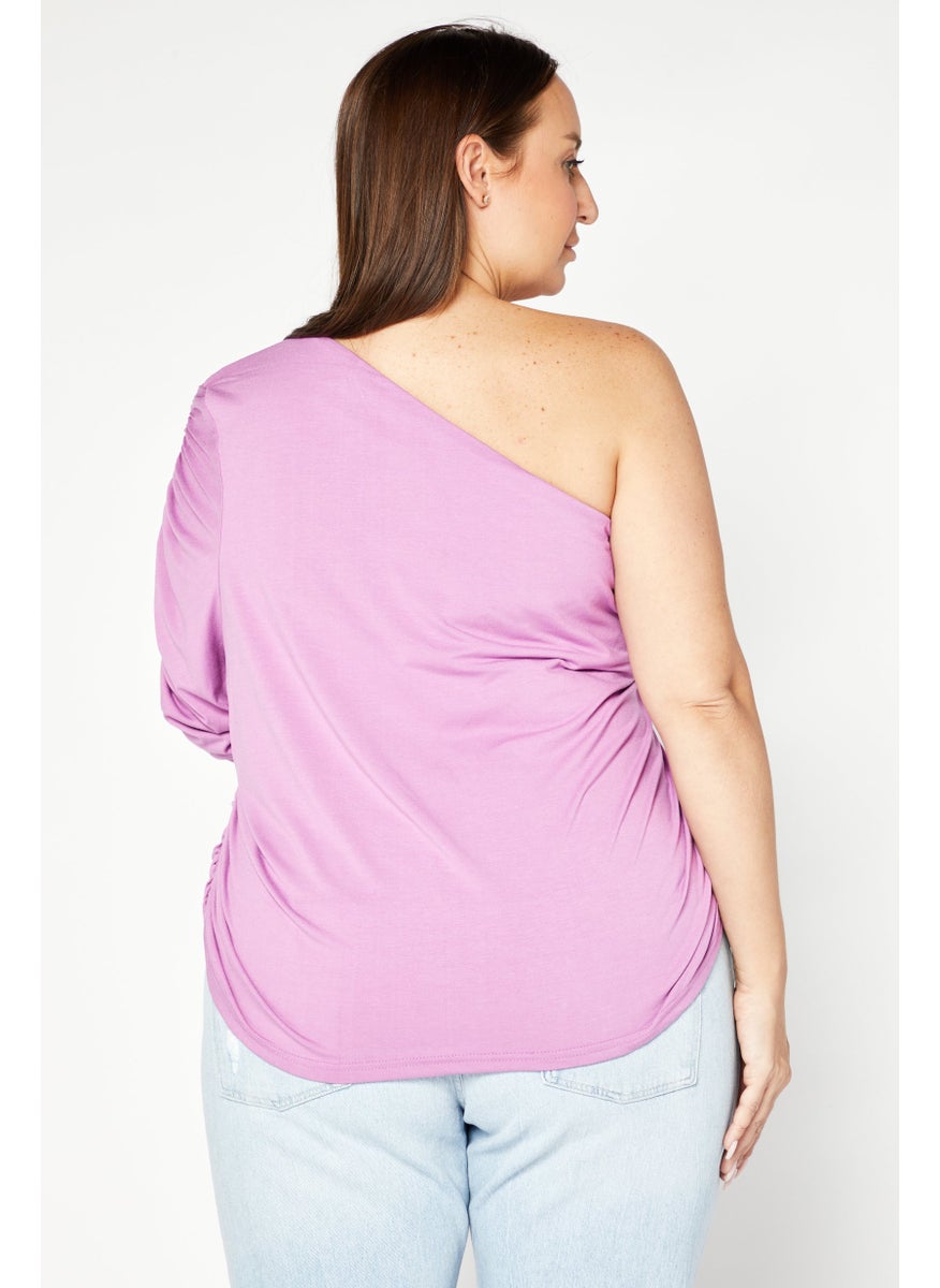 Women Curve Asymmetrical Neck One-Shoulder Top, Violet - pzsku/ZFE7C1BF507764290D24BZ/45/_/1739110645/c9a9d826-7e2a-4c47-a8f0-475a3265ad9a